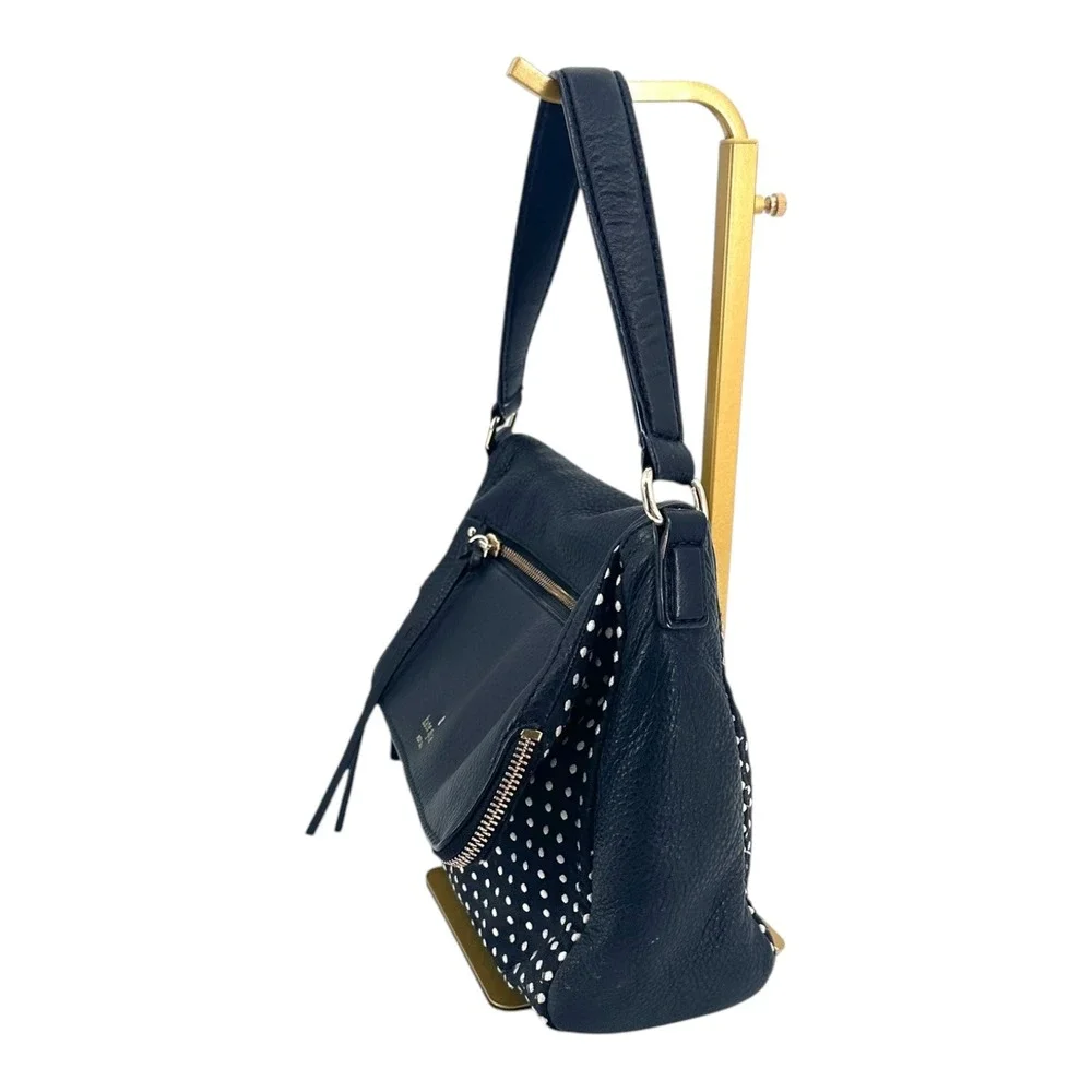 Kate Spade Cobble Hill Little Minka Shoulder Bag Black Leather White Polka Dot